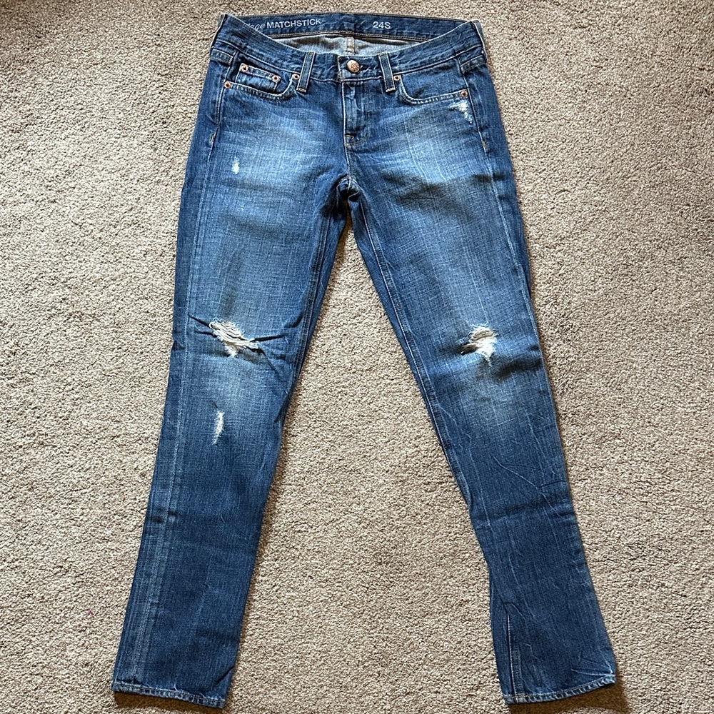 JCrew Distressed Vintage Matchstick Women's Blue Jeans Sz 24S